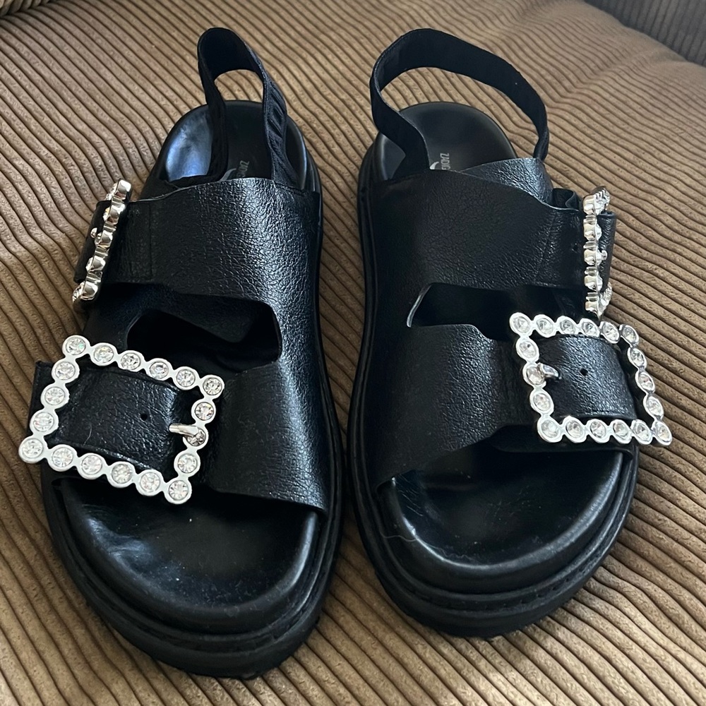Zadig & Voltaire Alpha Grunge Jewel Buckle Sandals